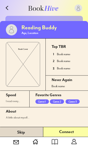 wireframe with colors of the matching system